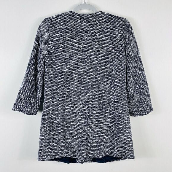 Talbots Size XS Boucle Tweed Snap Button Jacket Navy Blue Career Casual - Picture 2 of 5